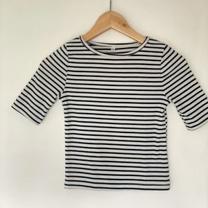 White&Navy Cotton Cropped Top, Petite